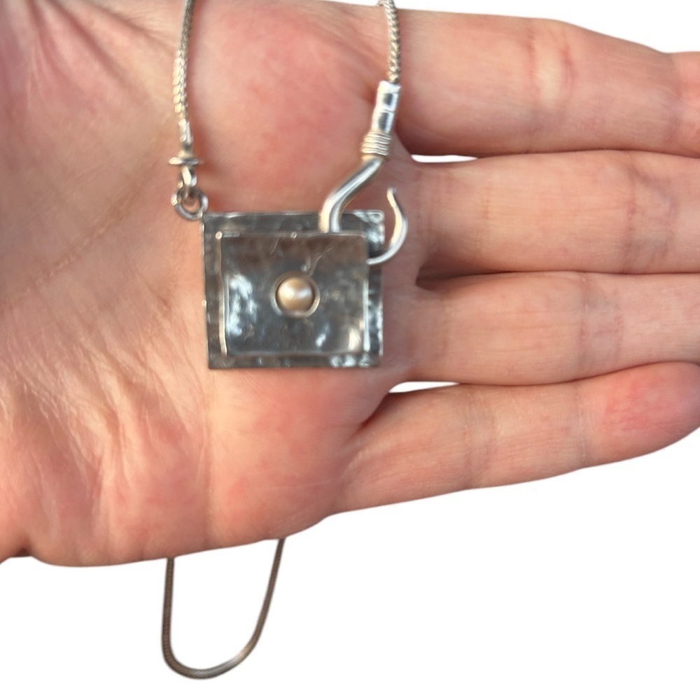 Silpada Didae vintage sterling silver and pearl hook clasp necklace - Picture 8 of 8